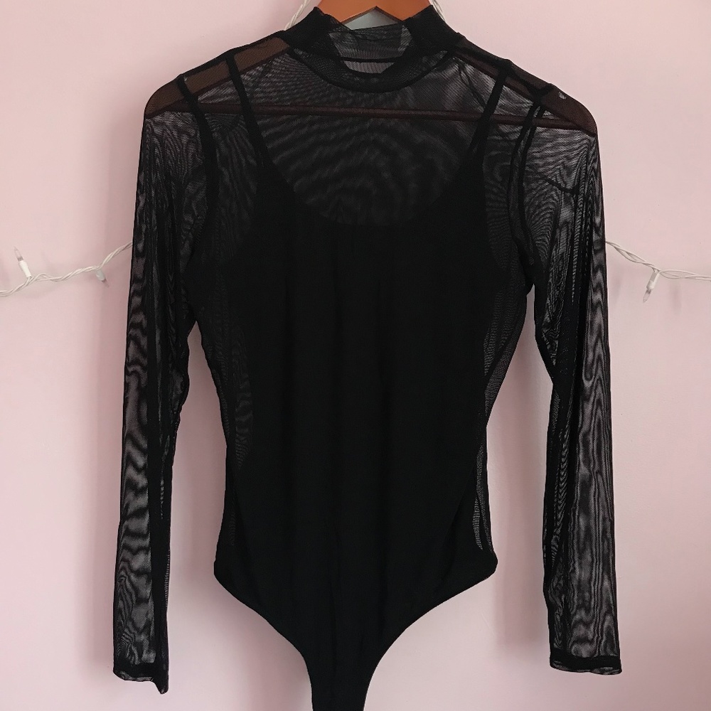 Never Worn Mesh Black Bodysuit
